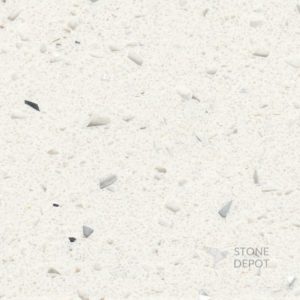 White quartz countertop with silver flecks