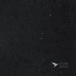 Black quartz countertop with silver specks