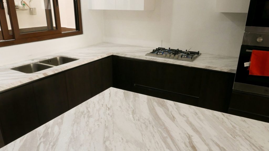 White marble countertop and island in Cebu City, Philippines